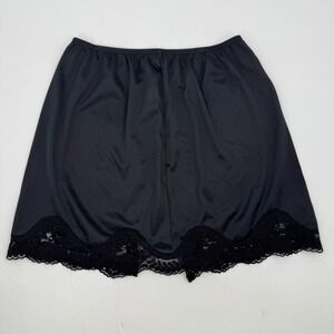 Vintage‎ Adonna Womens Black Lace Trim Slip Skirt Medium Nylon USA Made